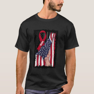 Burgundy Son Multiple Myeloma Awareness Ribbon Ame T-Shirt