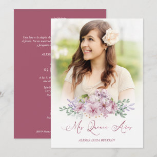 Burgundy Spanish Mis XV Años Photo Floral Garland