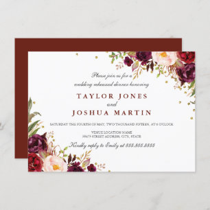 Burgundy Sparkle Floral Rehearsal Dinner Invitation