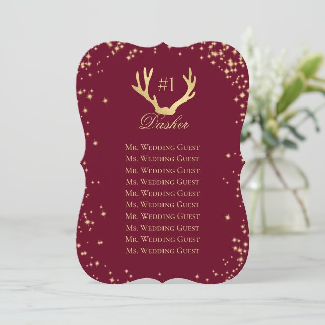 Burgundy Sparkle Seating Table Plan Seating  Invitation (Standing Front)