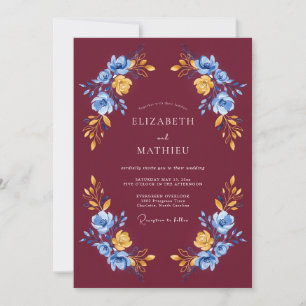 Burgundy Splendid Rose Wedding Invitation