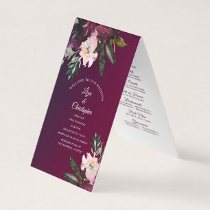 Burgundy Splendour Floral Classic Wedding Program