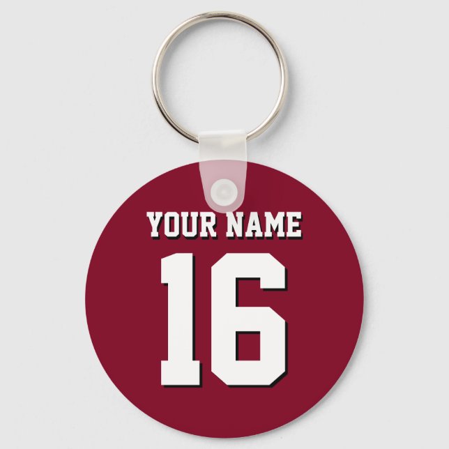 Burgundy Sporty Team Jersey Key Ring (Front)