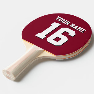 Burgundy Sporty Team Jersey Ping Pong Paddle