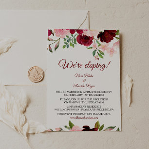Burgundy Spring Elegant Floral Elopement Reception Invitation