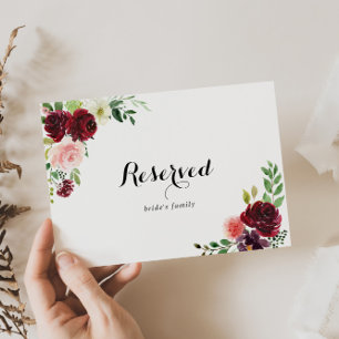 Burgundy Spring Floral Wedding Reserved Sign