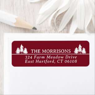 Burgundy Spruces Rustic Name & Return Address Label