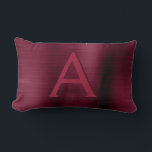 Burgundy Stainless Steel Monogram Name & Initial Lumbar Cushion<br><div class="desc">Burgundy Violet Stainless Steel Monogram Name and Initial Pillow. This Cranberry Purple pillow makes the perfect birthday or bridal shower gift for someone decorating her room in Burgundy.</div>