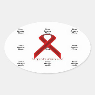 Burgundy Standard Ribbon by Kenneth Yoncich Oval Sticker