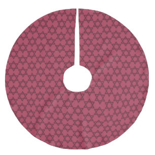 Burgundy Star of David Jewish Brushed Polyester Tree Skirt