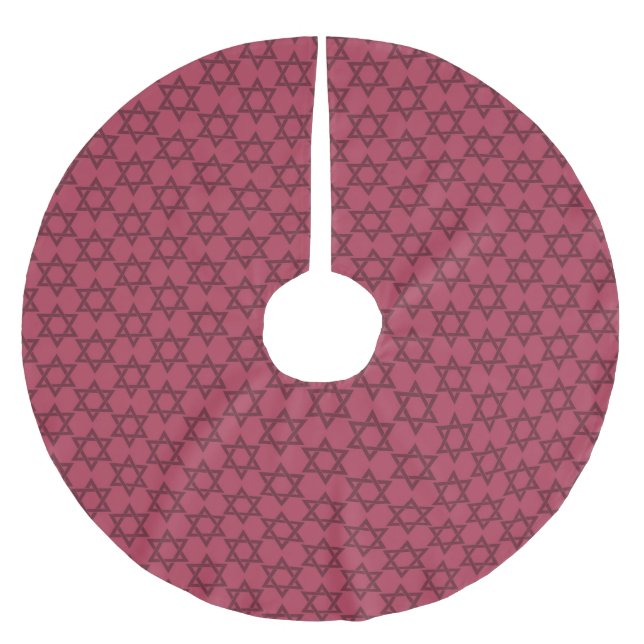 Burgundy Star of David Jewish Brushed Polyester Tree Skirt (Front)