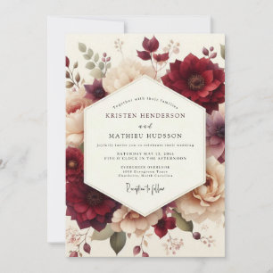 Burgundy Still Life Flora Wedding Invitation