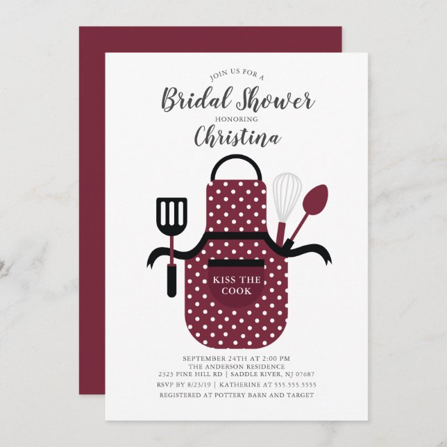 Burgundy Stock Kitchen Bridal Shower Invitation (Front/Back)