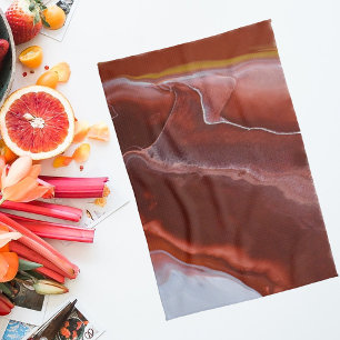 Burgundy Stone Marble Red Abstract Fluid Kitchen Tea Towel