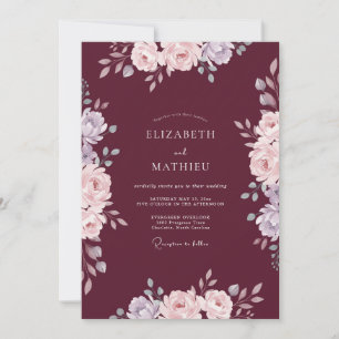 Burgundy Striking Autumn Wedding Invitation