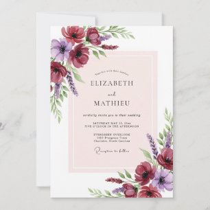 Burgundy Striking Spring Wedding Invitation