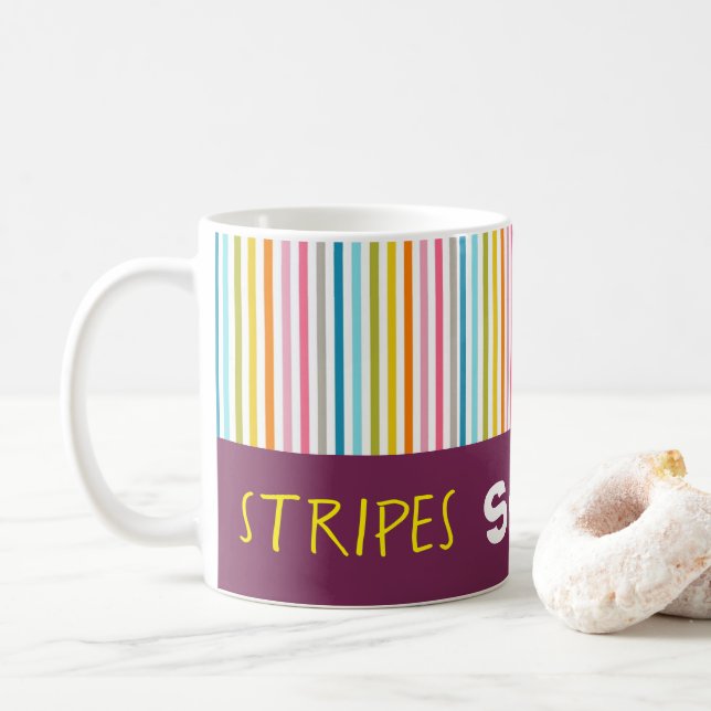 Burgundy Stripe Mug (With Donut)