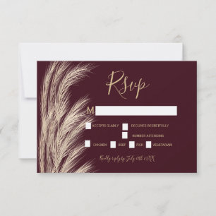 Burgundy summer pampas grass watercolor rsvp card
