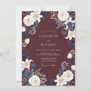 Burgundy Sumptuous Winter Wedding Invitation