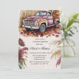 Burgundy Sunflower & Pampas Grass Couples Shower Invitation