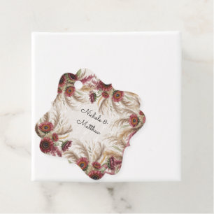 Burgundy Sunflower & Pampas Grass Wedding Favour Tags