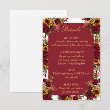 Burgundy Sunflower Wedding Details 