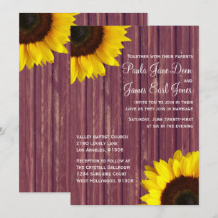 Burgundy & Sunflower Wedding Invitation