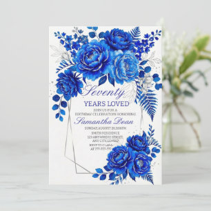 Burgundy Surprise Floral 70th Birthday Party Invitation