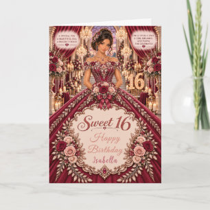 Burgundy Sweet 16 Celebration Card