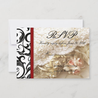 Burgundy Swirl Wedding RSVP Card