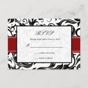 Burgundy Swirl Wedding RSVP Card
