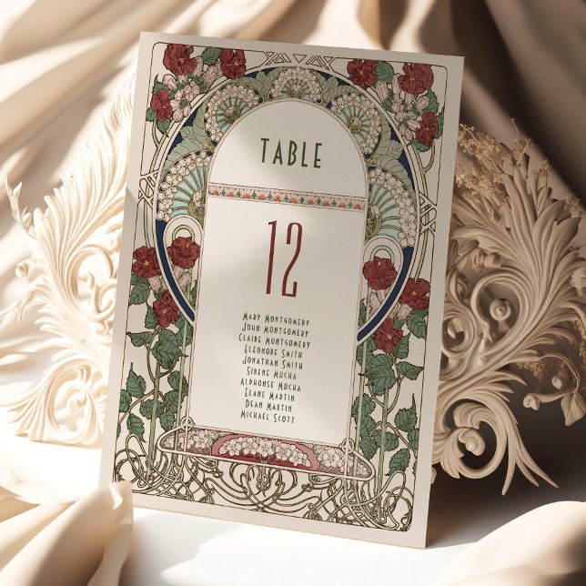 Burgundy Table Number Vintage Art Nouveau Wedding (Creator Uploaded)