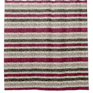 Burgundy, Tan, and Brown Stripes Shower Curtain