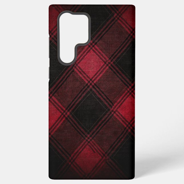 Burgundy Tartan Samsung Galaxy S22 Ultra Case (Back)