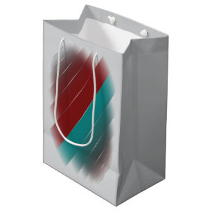 Burgundy teal on grey medium gift bag