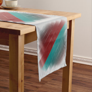 Burgundy teal on grey medium table runner