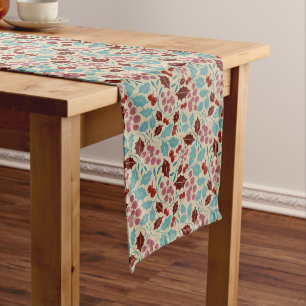Burgundy Teal Retro Cosy Christmas Charm Long Table Runner