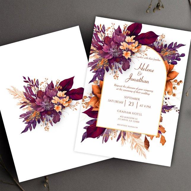 Burgundy Terracotta Boho Floral Elegant Wedding Invitation (Burgundy Terracotta Boho Floral Elegant Wedding Invitation)