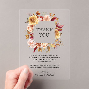 Burgundy Terracotta Floral Wedding Thank You Acrylic Invitations