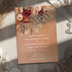 Burgundy Terracotta Florals Pampas Fall Wedding