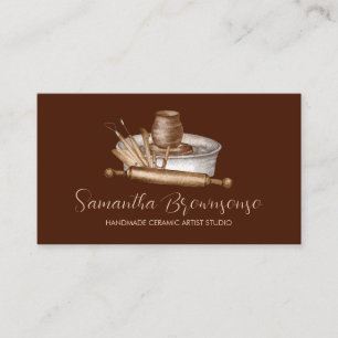 Burgundy Terracotta Shop Pottery Ceramic Clay Business Card