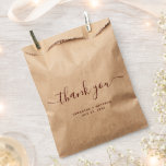 Burgundy Thank You Hand Lettered Script Wedding Favour Bag<br><div class="desc">Simple Rustic Burgundy Thank You Hand Lettered Script Wedding Favour Bag</div>
