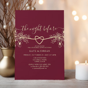 Burgundy The Night Before Rehearsal Dinner Invitation