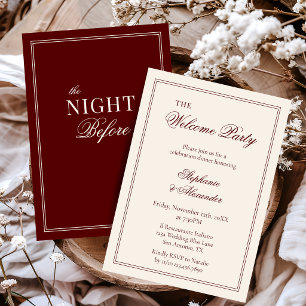 Burgundy The Night Before Welcome Party Wedding Enclosure Card