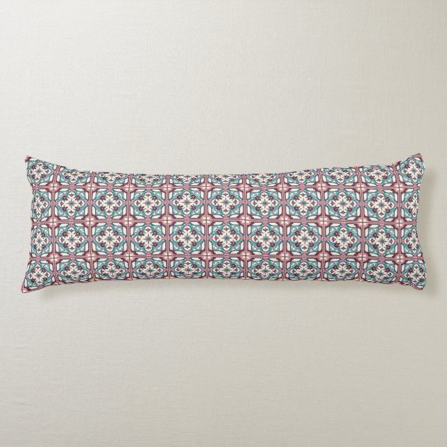 Burgundy Tile Pattern Body Cushion (Front)