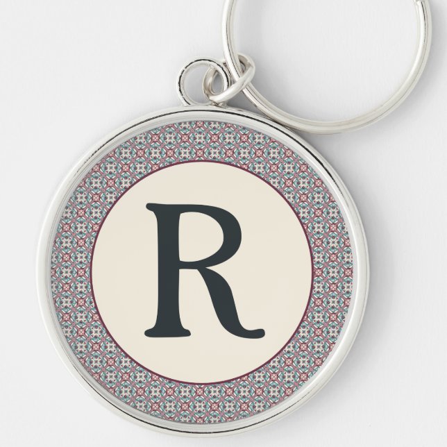 Burgundy Tile Pattern Key Ring (Front)