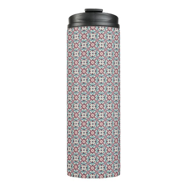 Burgundy Tile Pattern Thermal Tumbler (Front)