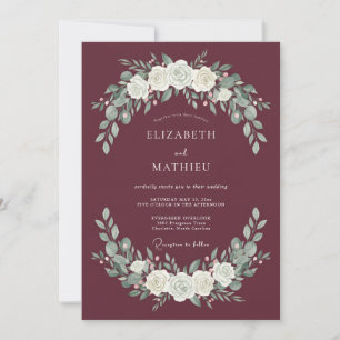 Burgundy Timeless Winter Wedding Invitation