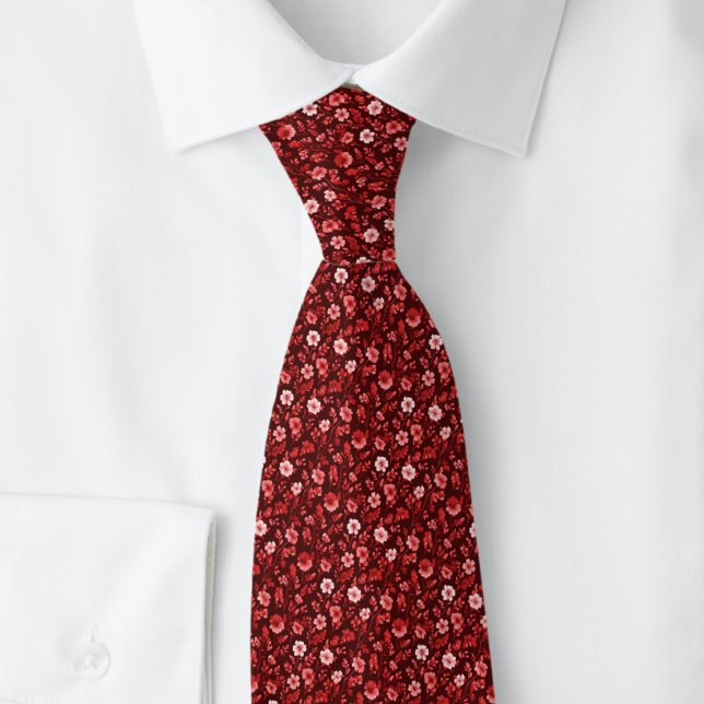 Burgundy Tiny Flowers Tie (Creator Uploaded)