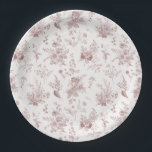 Burgundy Toile De Jouy Vintage Floral Chinoiserie Paper Plate<br><div class="desc">Elevate your autumn celebrations with our Fall Toile party decor, featuring detailed floral burgundy toile on a warm white background. This French-inspired Chinoiserie design exudes elegance and sophistication, perfect for fall gatherings in September, October, or November. The intricate toile de Jouy pattern captures the crisp, cosy essence of fall, creating...</div>